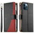 thumbnail image 1 of Funda cartera GANGXUN para iPhone 12 Pro Max , cuero PU con tarjetero, cremallera, correa de mano, soporte y protección 601°, 1 of 6