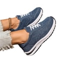 thumbnail image 5 of IEMIEMIEM Women's Platform Canvas Sneaker 2026 Casual Lace up Stylish Tennis Running Retro Classic Trainers Non Slip Walking Fashion Sneakers Dark Gray 7.5 Wide, 5 of 6
