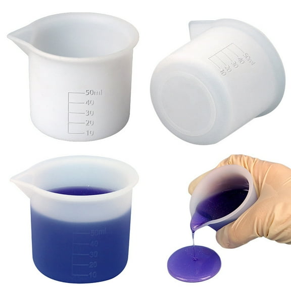 Silicone Measuring Cups Graduated Mixing Cup UV Resin & Epoxy Resin Craft Tool White 48x68x53mm Inner Diameter: 60mm Capacity: 50ml(1.69fl. oz)