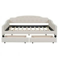 thumbnail image 5 of Full Size Upholstered Tufted Daybed with Two Drawers, Beige – Stylish and Functional Sofa Bed for Living Room, Office, or Den, 5 of 8