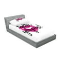 thumbnail image 2 of Ambesonne Hello Gorgeous Fitted Sheet & Pillow Sham Set, Pink Lipstick, Twinxl, Black White and Pink, 2 of 2