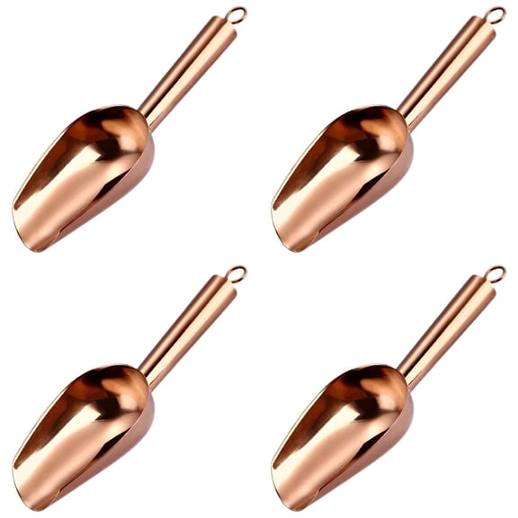 Stainless Steel Small Food Scoop, 4pc Stainless Multi Purpose Free Ice/Grain//Candy/Coffee Spoon Assorted Colors (Rainbow/Black/Gold/Rose Gold/Silver)