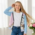 thumbnail image 4 of POLERO Girls Cute Graphic Print Zip Up Hoodies with Pocket Cartoon Cats Pink Blue Print Comfort Soft Hooded Sweatshirts Winter Warm Fleece Jacket 6-7 Years, 4 of 7