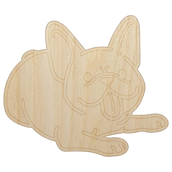 Frenchie Laying Down French Bulldog Dog Wood Shape Unfinished Piece Cutout Craft DIY Projects - 4.70 Inch Size - 1/8 Inch Thick