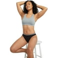 thumbnail image 4 of Hanes Women's Cotton Racerback Sports Bralette, Low Impact, 3-Pack Concrete Pe Heather/Isle Green/Black XL, 4 of 4