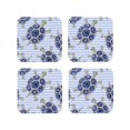 thumbnail image 2 of Kll Square Drink Coasters Set Of 4,Pu Leather Absorbent Coasters Set Decorative Coffee Cup Coasters Housewarming Gift For Home Decor-Turtle With Blue Stones, 2 of 9