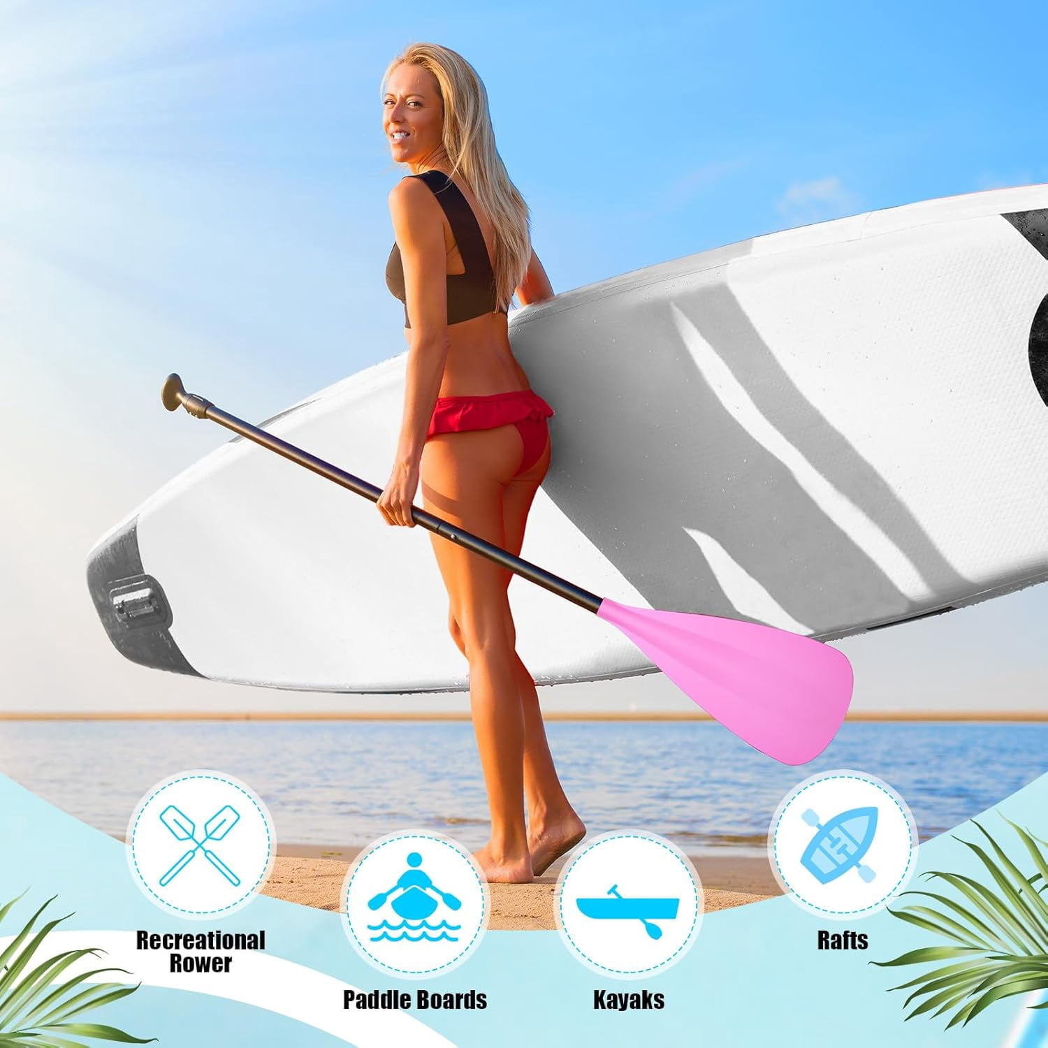 Adjustable Detachable Stand Up Paddle Board Oar Set Aluminum Alloy Shaft Kayak Surfing Fishing