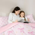 thumbnail image 4 of Feelyou Fashion Bow-tie Teens Bedding Comforter Set 7pcs, Princess Pink Queen Bedding Sets, 4 of 8