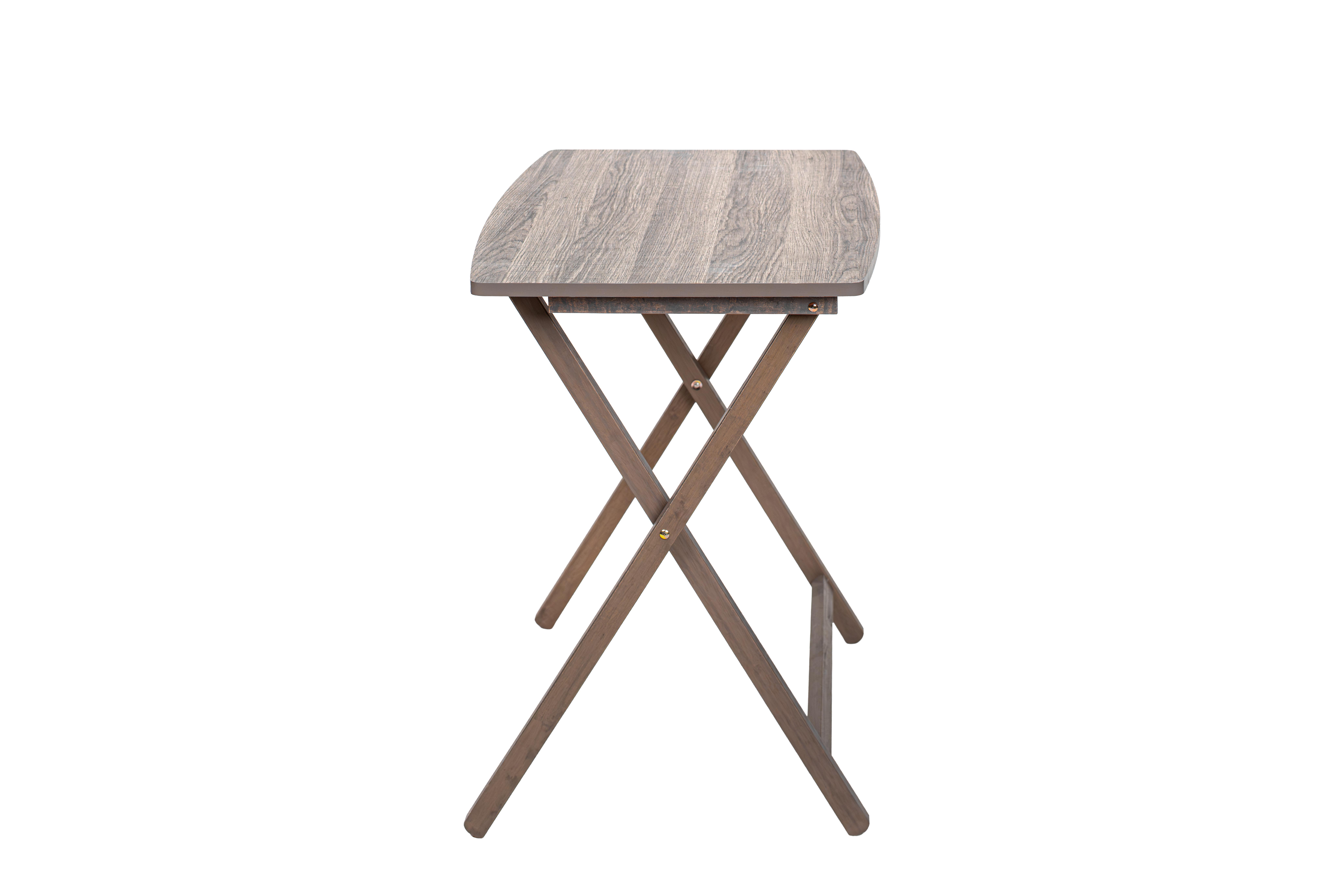 MAINSTAYS MODERN INDOOR FOLDING XL OVERSIZED TRAY TABLE IN RUSTIC GRAY L23.5 X W18 X H26 INCHES.