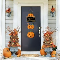 TOPRenddon Halloween Hanging Signs Spooky, Large Size Wooden Hanging Door Sign, Halloween Cartoon Sign Door Decor Wall Plaque with Ghost Pumpkin for Home Outdoor Halloween Party Decoration