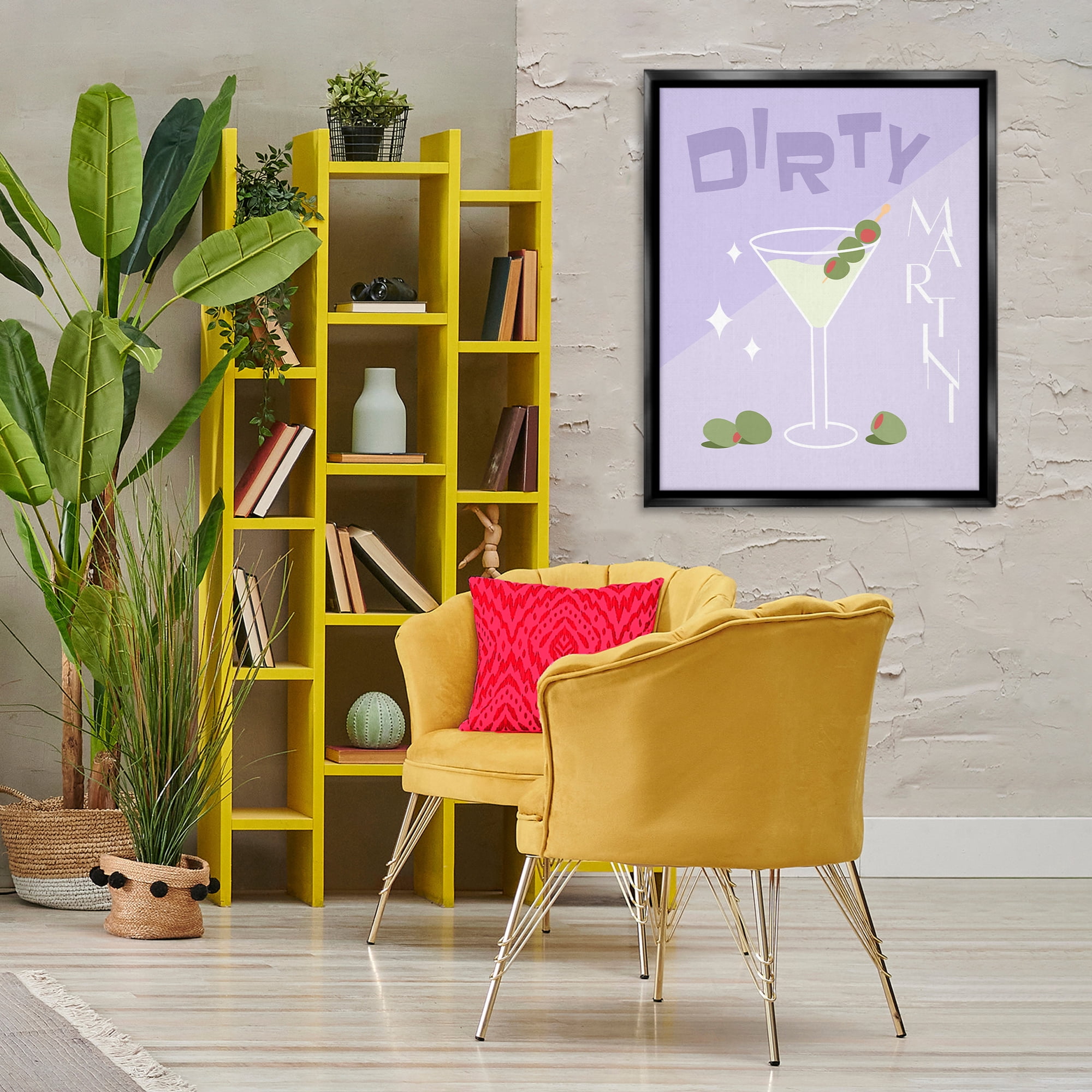 Stupell Industries Dirty Martini Typography Food & Beverage Painting Black Floater Framed Canvas Art Print Wall Art, 25 x 31
