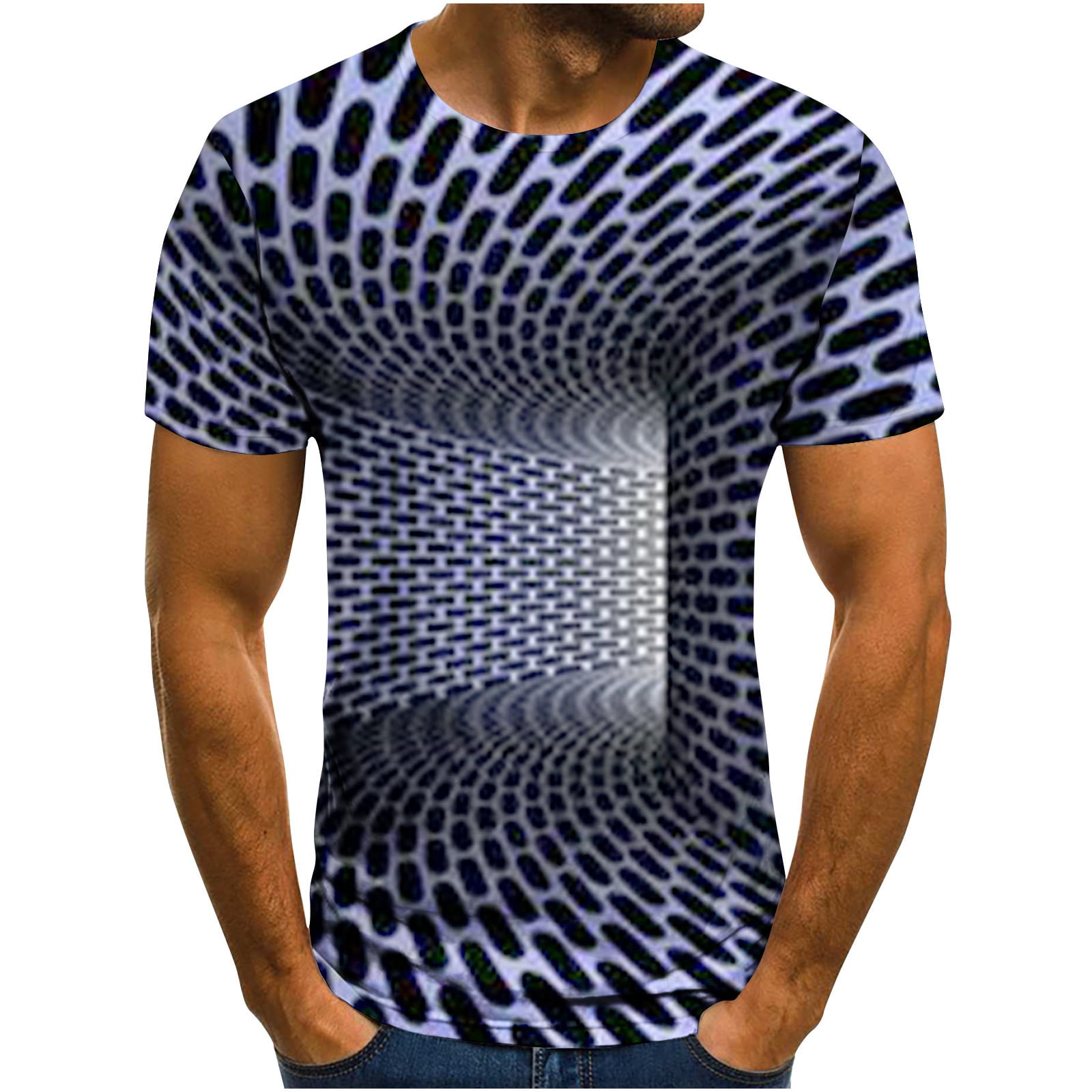 Birdeem Mens T-Shirt 3D Unrelocated Abstract Print Short Sleeve