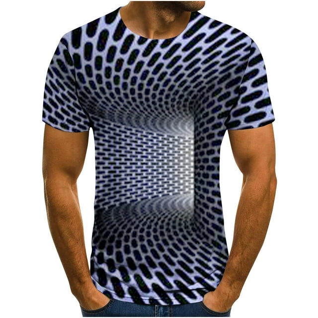 Fridja T-Shirt à Imprimé pour Homme Été Décontracté Grande Taille Manches Courtes Col Ras du Cou T-Shirt à Imprimé 3D Haut Graphique Abstrait Fantaisie pour Cyclisme Jogging (Navy, TG) (Navy, TG)