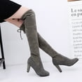 thumbnail image 2 of Women's Winter Over the Knee Boots, Long Tall Boots with Square Heels, Fashion Warm Leather Boots for Fall and Winter, 2 of 8