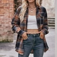 thumbnail image 5 of YDFCWXW Flannel Shirt for Women Button Down Long Sleeve Plaid Shirts Collared 2025 Casual Work Tops Khaki, XL, 5 of 7