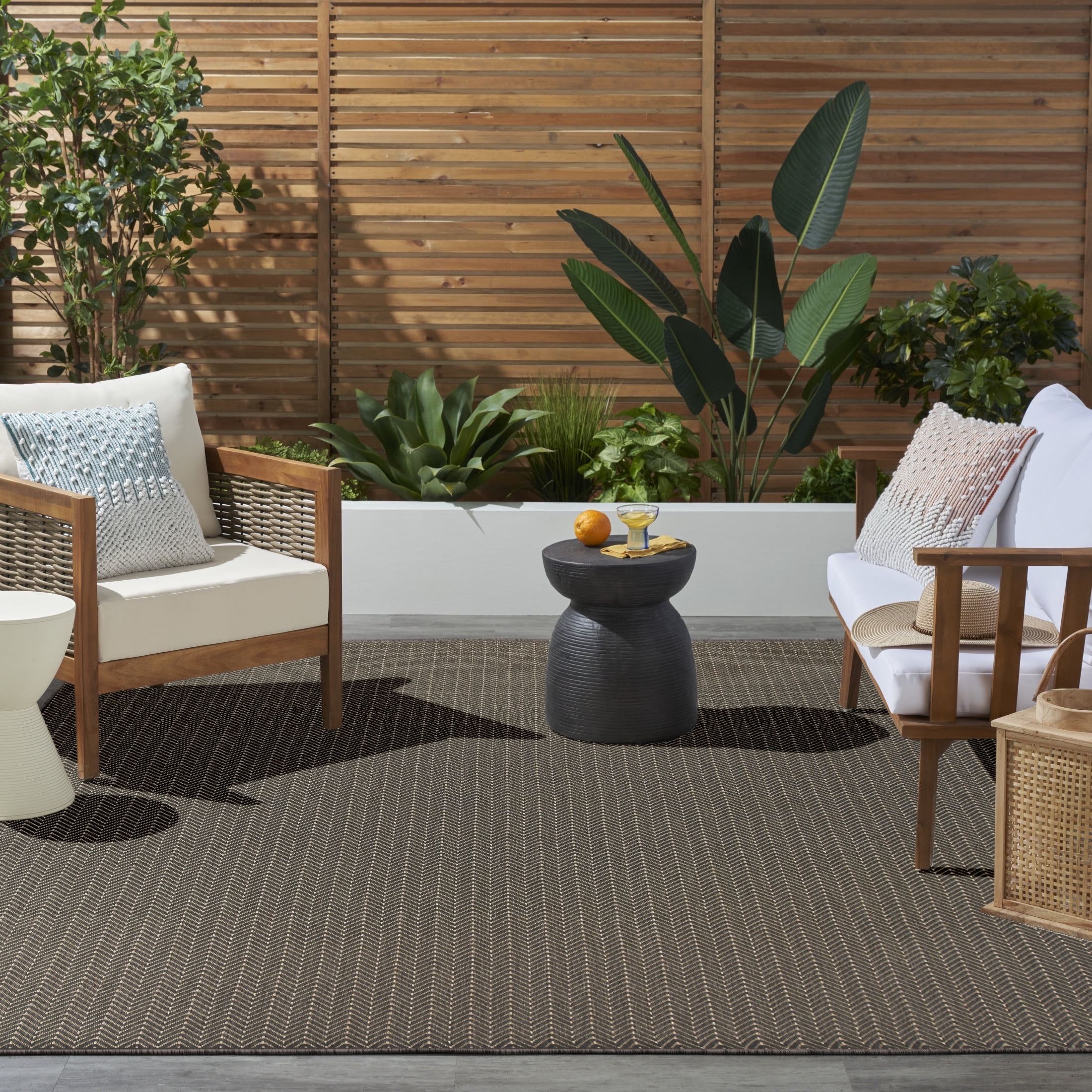 Nourison Horizon Indoor/Outdoor 9' x 12' Charcoal Modern Rug