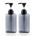 thumbnail image 1 of Dispensador de botellas con bomba de 450 ml/15,2 oz, paquete de 2, botella vacía de plástico rellenable cuadrada con bomba para loción, jabón, champú y aceite esencial, 1 of 5