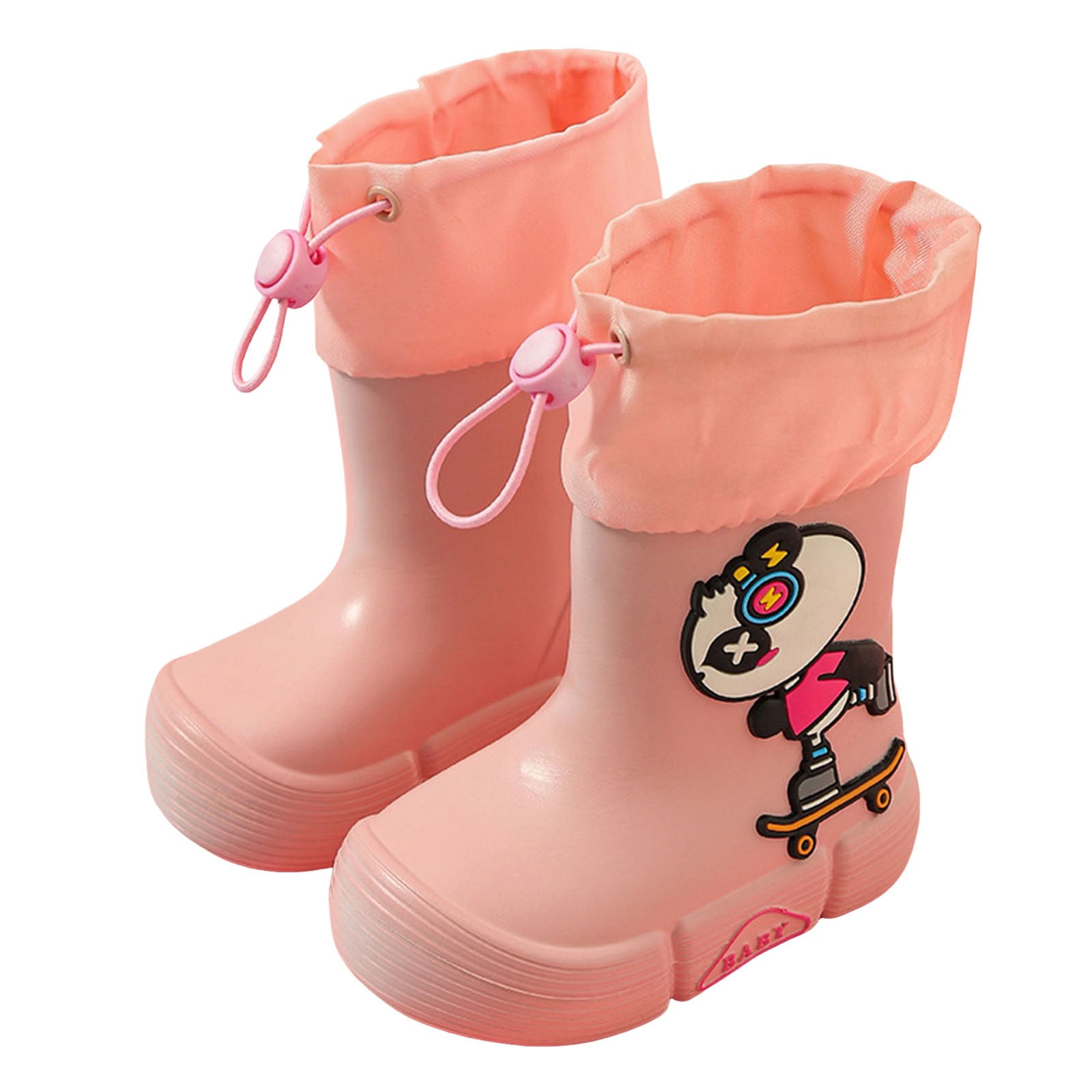Povozer Toddler Kids Rain Boots Waterproof Rubber Boots for Boys and Girls(Pink,2.5-3 Years)