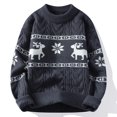 thumbnail image 4 of Suéter navideño familiar con estampado de renos, manga larga, cuello redondo, jersey navideño para vacaciones, jersey coreano, jersey para hombre, 4 of 5