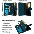 thumbnail image 3 of Wallet Case Compatible with iPhone 17 Pro Max, 6 Card Holder with RFID Blocking, PU Leather Zipper Flip Wallet Pocket, Kickstand, Wrist Strap | Protective Phone Cover for 17 Pro Max, Blue, 3 of 7