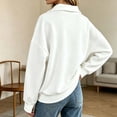 thumbnail image 4 of Ghalytn Women's Quarter Zip Collared Sweatshirt, Long Rib Cuff Sleeve Drop Shoulder Relaxed Fit Pullover Top, 4 of 5
