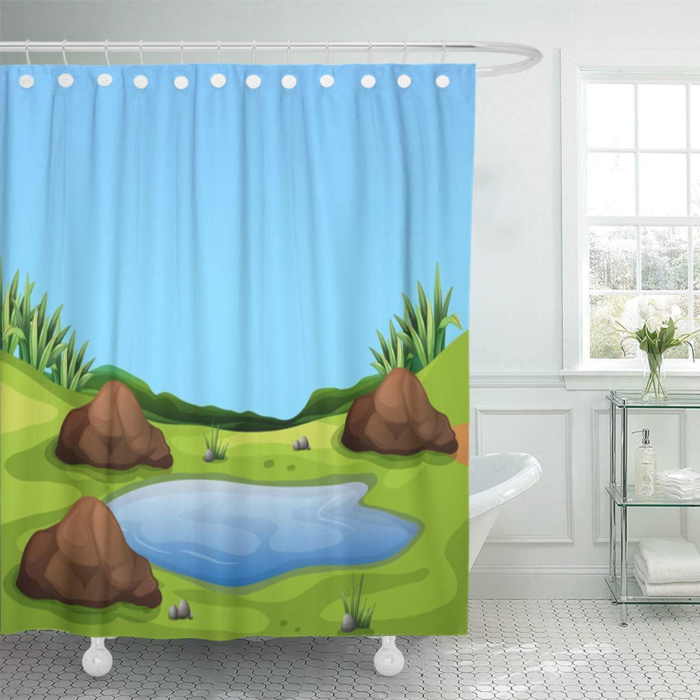 Yusdecor Clip Green Water Scene Pond In The Field Waterhole Bathroom Decor Bath Shower Curtain 60x72 Inch Walmart Canada