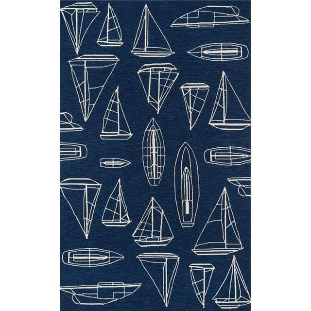 Momeni VERANVR-70NVY80A0 Veranda Traditional Rectangle Area Rug, Navy - 8 x 10 ft.