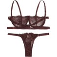 thumbnail image 1 of Conjunto de lencería sexy de 2 piezas con tirantes de encaje para mujer, conjunto de lencería push up Marrón café M Marrón café M Xishao ropa, 1 of 2