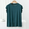 thumbnail image 2 of ameIAEA Summer Tops for Women Short Sleeve Crewneck Pajama Tops Solid Color Casual Shirt, 2 of 7