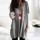 thumbnail image 2 of Blusa holgada de manga larga con bolsillo y estampado navideño para mujer con cuello redondo y empalme Pompotops gfhjh11004, 2 of 5
