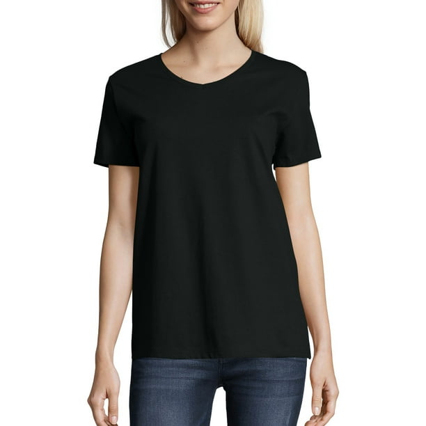 Hanes Women's Relaxed Fit Authentic ComfortSoft Short Sleeve V-neck T-Shirt  - Walmart.com