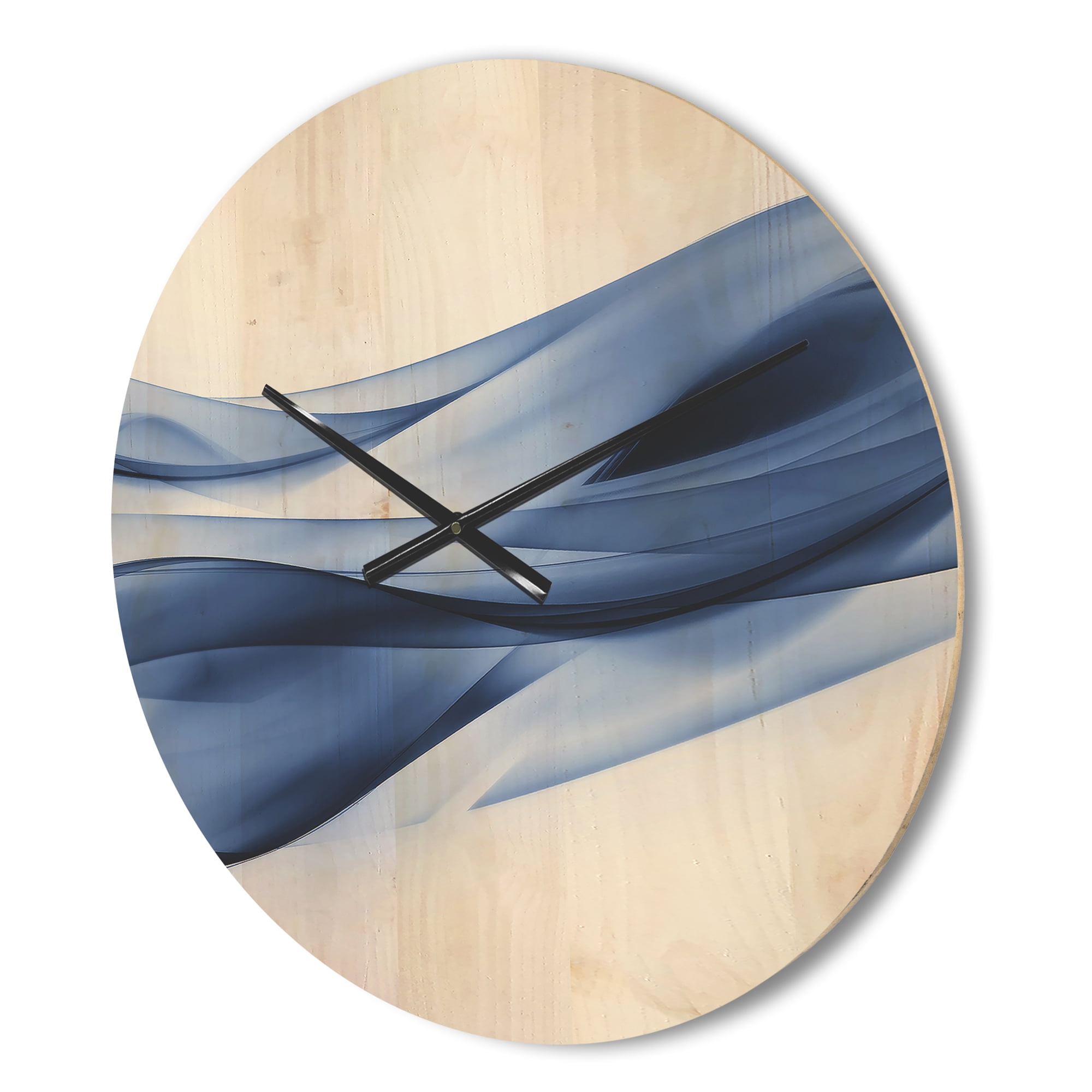 Designart 'Glittering Fractal Light Blue' Modern Wood Wall Clock