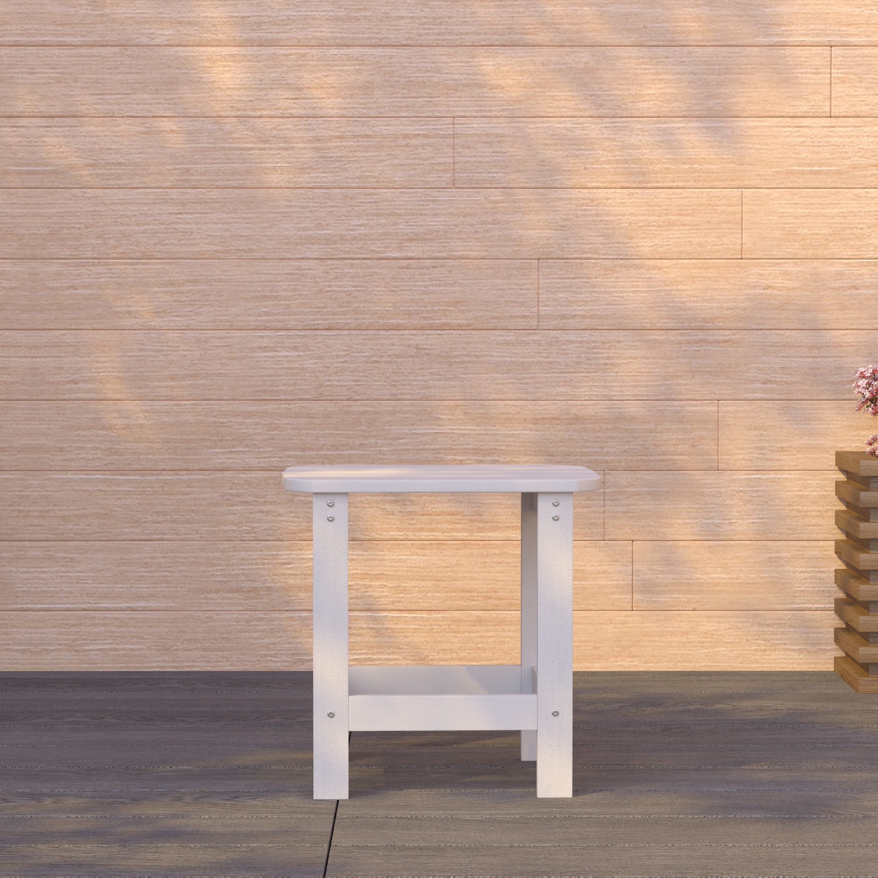 White Poly Resin 21" Indoor/Outdoor Adirondack Side Table