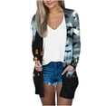 thumbnail image 2 of WFJCJPAF 2024 New Halloween Clearance! Halloween Sweaters for Women Plus,Women's Fashion Casual Printed Long Sleeved Shirt There Are Pockets Cardigan - Black S, 2 of 5