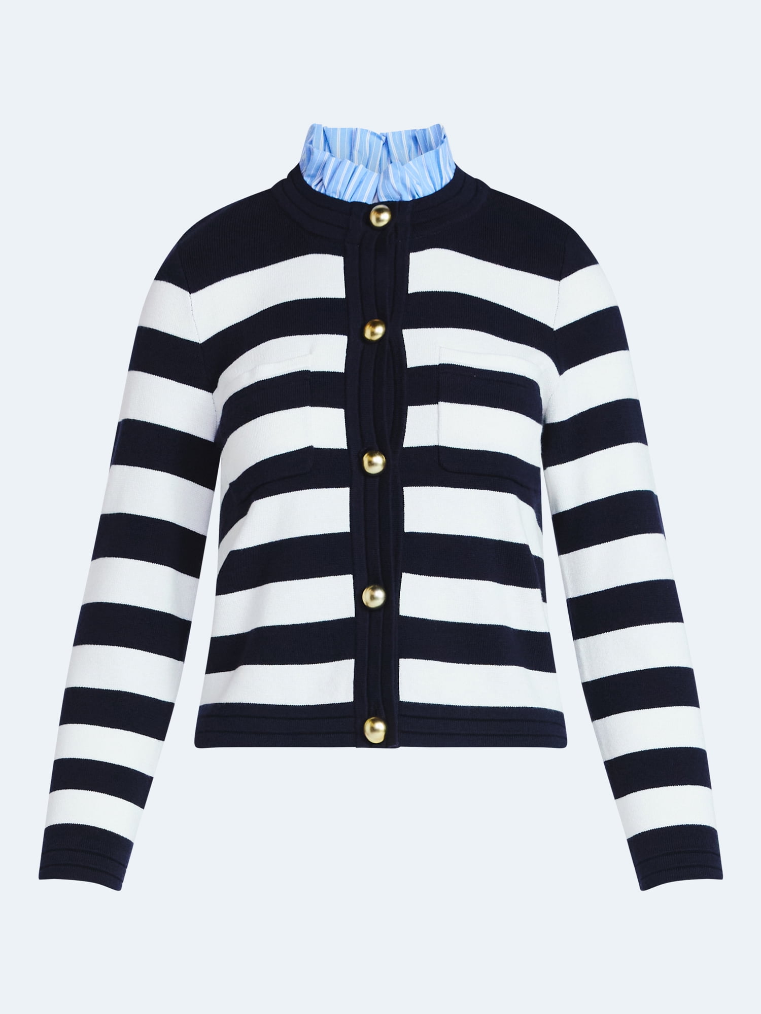 Free Assembly Women's Ruffle Neck Cardigan Sweater, Midweight, Sizes XS-XXL