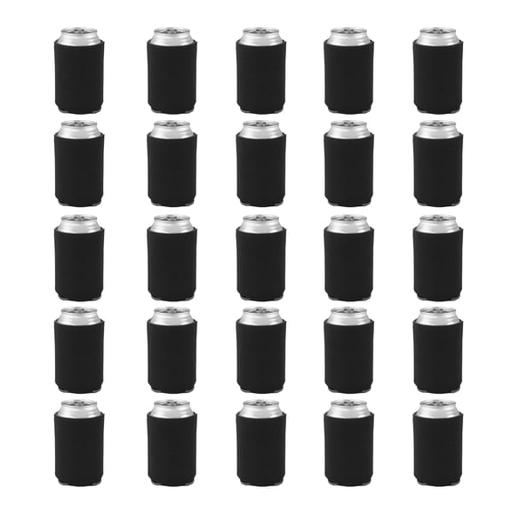 4mm Collapsible Can Coolers, Set of 25, Bulk Pack - Insulated Beer Holders for Keeping Your Beer Cold - Black