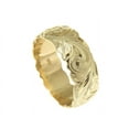 thumbnail image 3 of 14K yellow gold hand engraved Hawaiian plumeria scroll band ring cut out 8mm size 5.5, 3 of 5