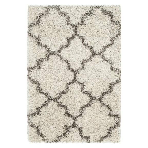 SAFAVIEH Hudson Jaye Geometric Shag Runner Rug, Ivory/Grey, 2'3" x 6'