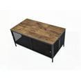 thumbnail image 2 of Winam Coffee Table in Antique Oak & Black Finish - 41"x21"x1" Shelf, Foldable & Metal Mesh Base, 2 of 9