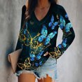 thumbnail image 1 of Mikilon Chemise à Manches Longues Col en V pour Femmes avec Motif Papillon, 1 of 6