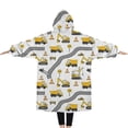 thumbnail image 2 of Oversized Wearable Blanket Hoodie,Cartoon Construction Vehicles Roads White Pattern Sherpa Blanket Hoodie with Super Pockets,Super Warm Fuzzy Pullover for Women & Men, 2 of 6
