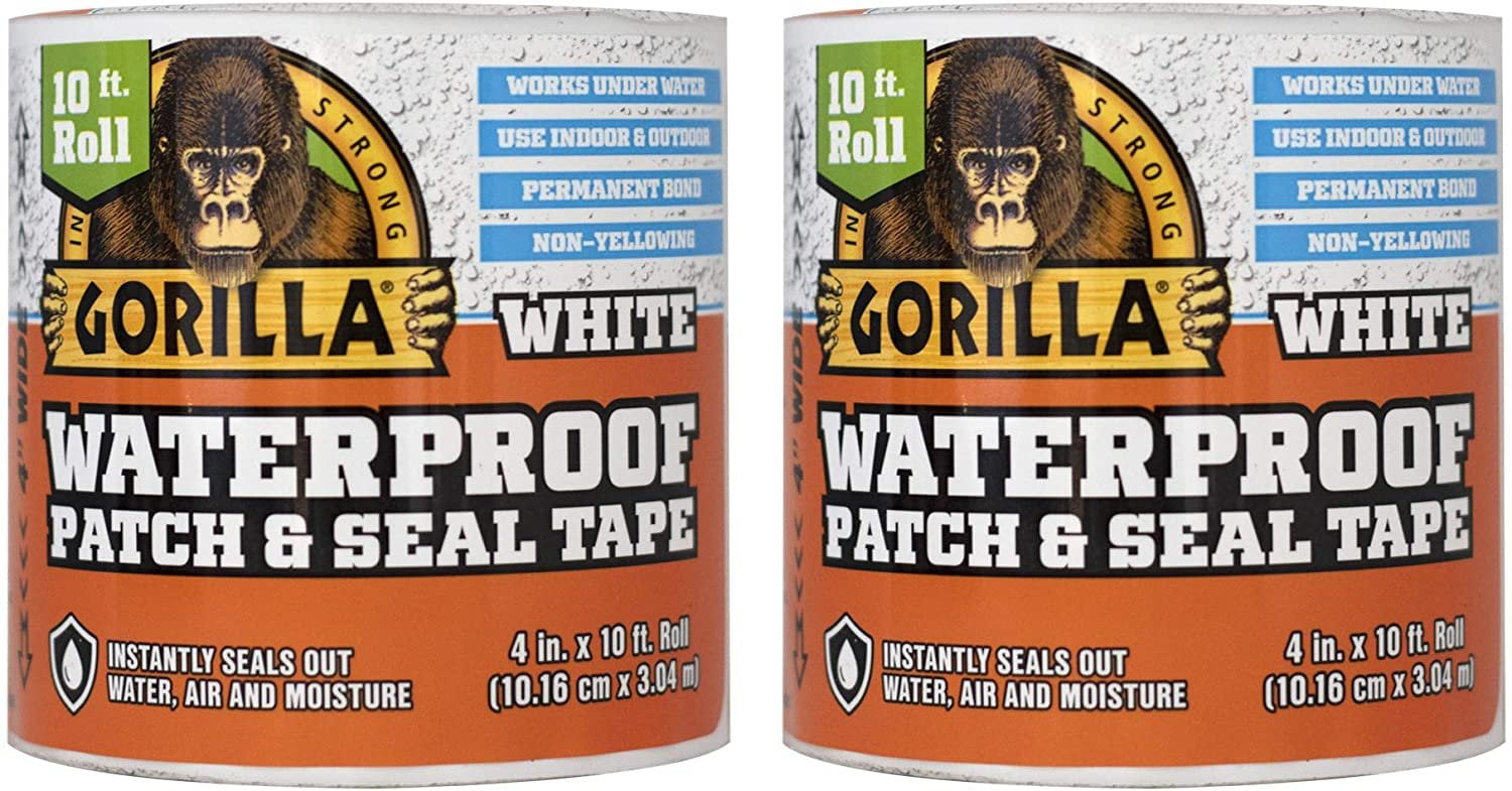 Model 101895 Pack of 2 Gorilla Waterproof Patch & Seal Tape White 4" x 10' 