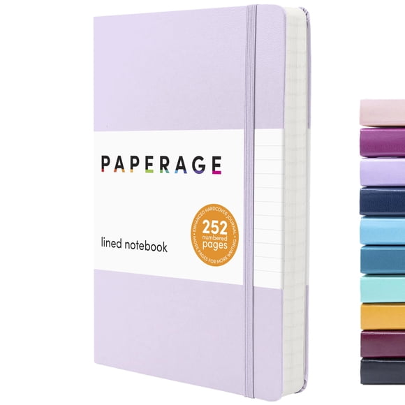 Cuaderno PAPERAGE, rayado, color lavanda, 14,5 x 20 cm, 252 págs.