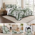 thumbnail image 6 of Quilts King Size, Dark Green Coral Coastal Soft Comforter Bedding Set for Bed, White Summer Beach Seaside Ocean Lightweight Quilted Bedspread with Pillow Cover(2 Pieces) for All Season, 96x106 Inch, 6 of 9