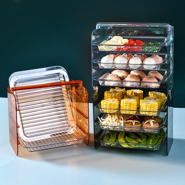 Estantería de cocina multicapa con 3 cajones transparentes - Estantería de plástico de 22x19,8x16cm para frutas, verduras y guarniciones de olla caliente