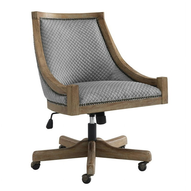 Linon Nikki Chaise de Bureau en Bois Matelassé Gris