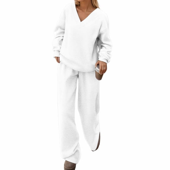 Sweatsuits Women 2 Piece Outfit Jogger Set Sweatshirt Top and Loose Fit Wide Leg Pants Tracksuit Set Trouser Suit Casual Fitness Set Sports Suit Valentine's Day