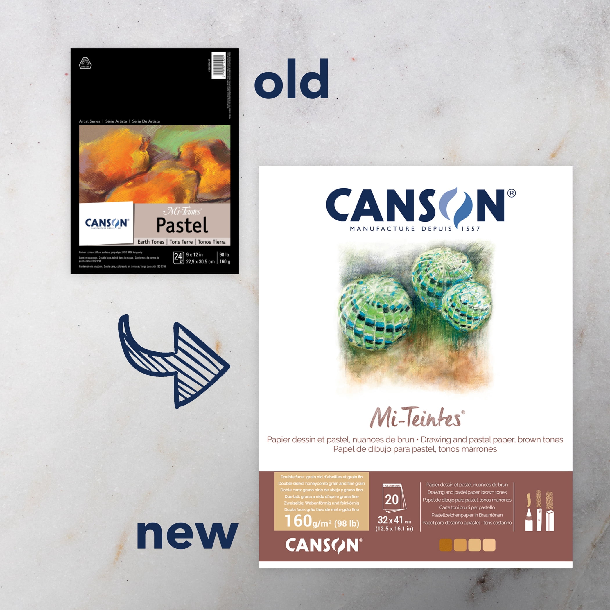 Canson Artist Series Mi-Teintes Pastel Pad, Earth Tones, Foldover Binding, 24 Sheet, 9x12 inch, Pack of 2