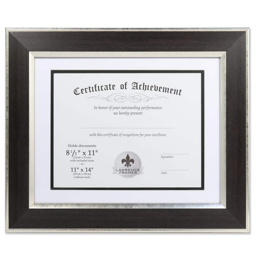 Lawrence Frames Black & Silver 11x14 Matted to 8.5x11 Document/Diploma