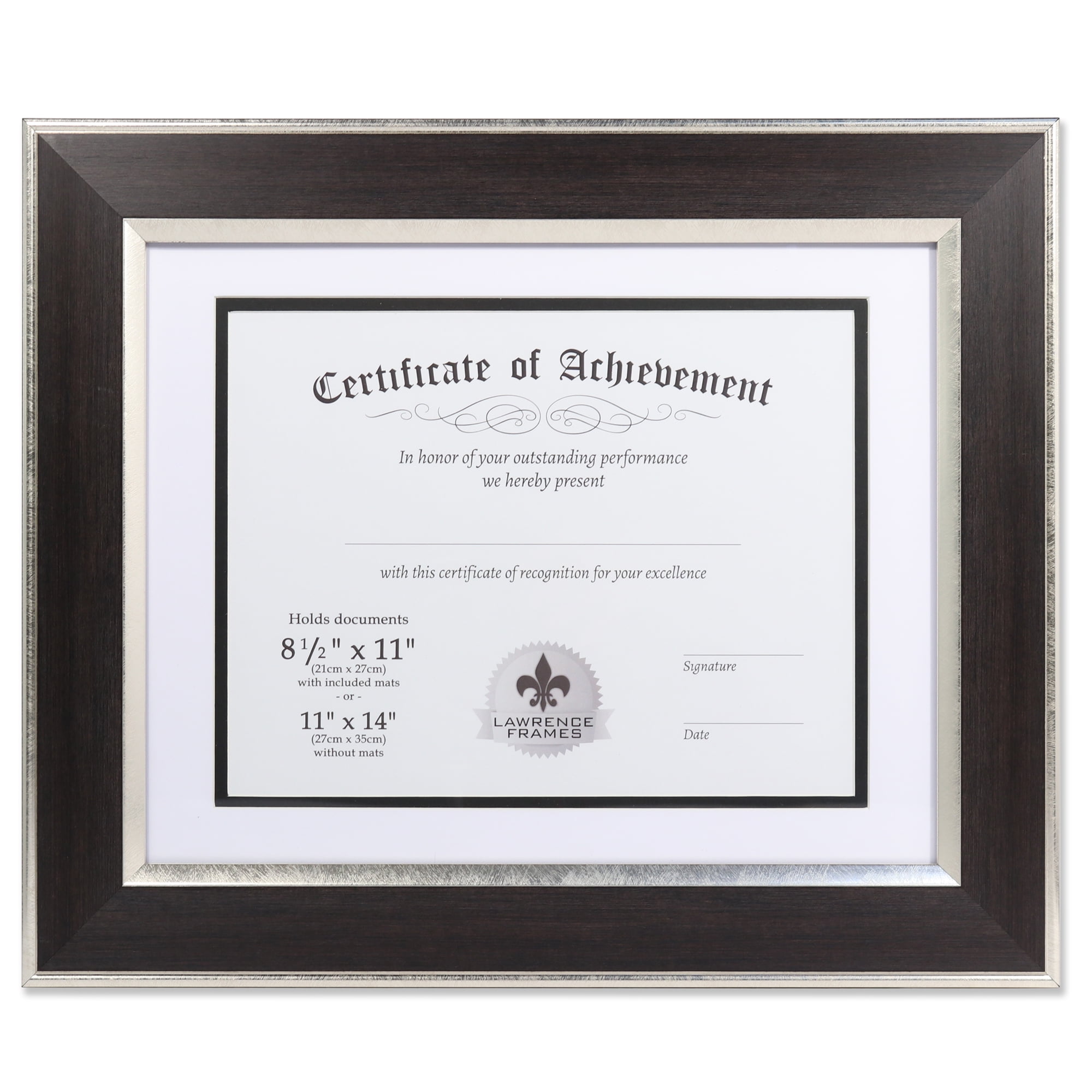 Lawrence Frames Black Silver 11x14 Matted To 8 5x11 Document Diploma